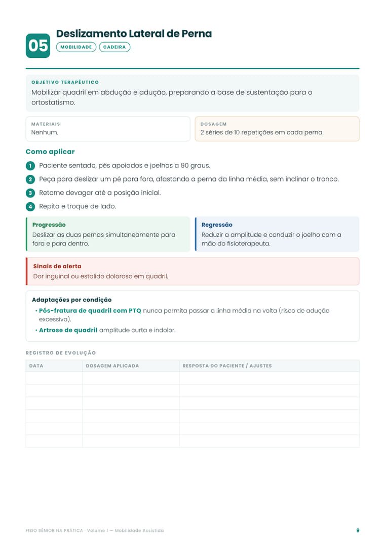 Ficha de atividade: Deslizamento Lateral de Perna, do Volume 1