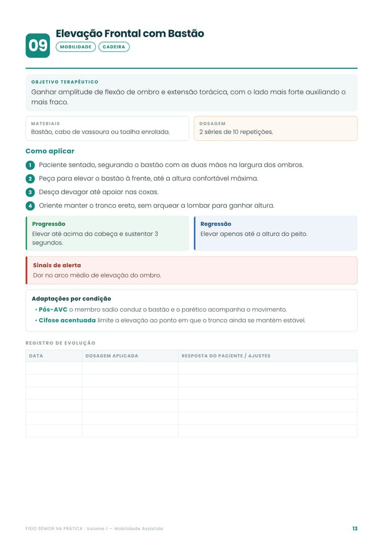 Ficha de atividade: Elevação Frontal com Bastão, do Volume 1
