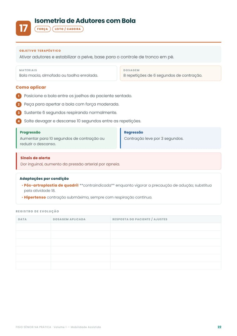 Ficha de atividade: Isometria de Adutores com Bola, do Volume 1