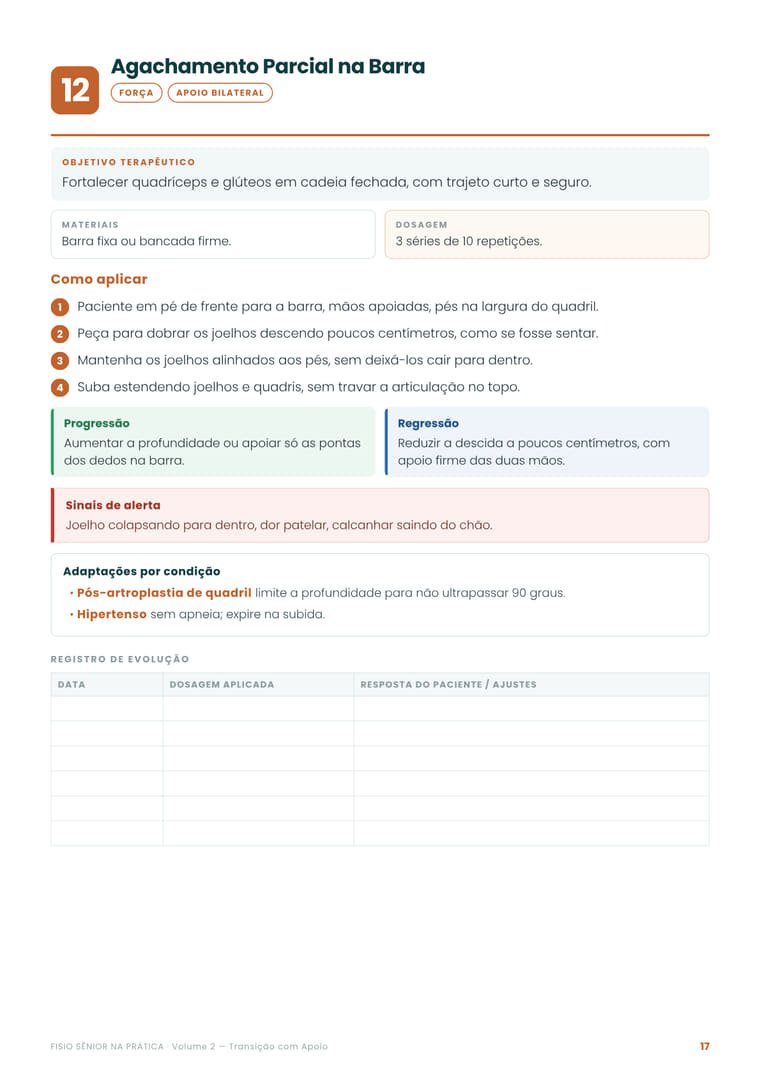 Ficha de atividade: Agachamento Parcial na Barra, do Volume 2